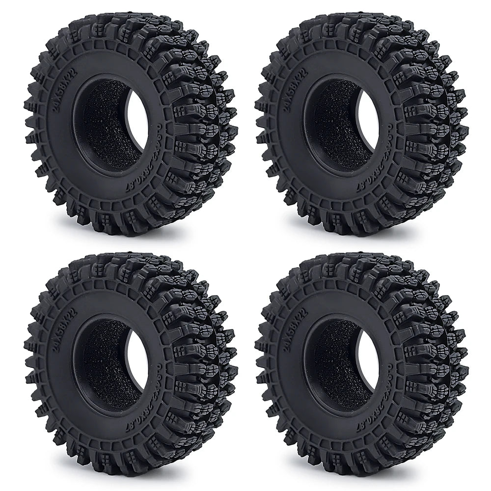 YEAHRUN 4Pcs 1.0inch Soft Rubber Wheel Tires 50/54/58/62/64/65mm for TRX-4M 1/18 Axial SCX24 1/24 RC Crawler Car Upgrade Parts-EXPROTAS
