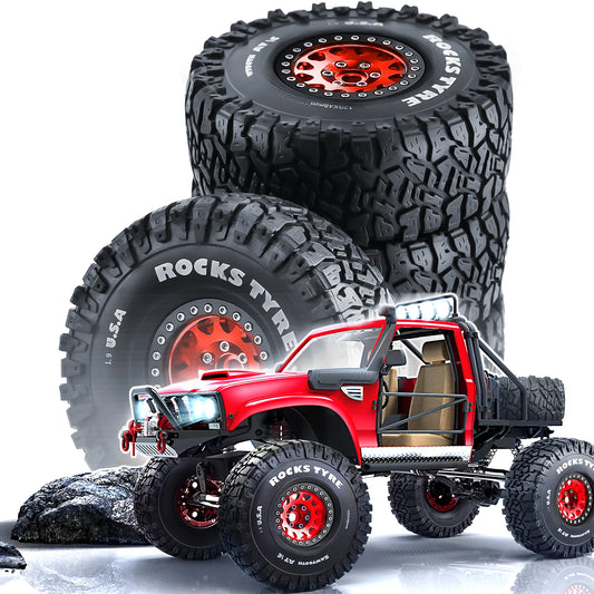 4PCS 1.9 Inch Beadlock Wheel Rims & Rubber Tire for 1/10 RC Rock Crawler Axial SCX10 RR10 AX10 Wraith 90048 90018 KM2-EXPROTAS