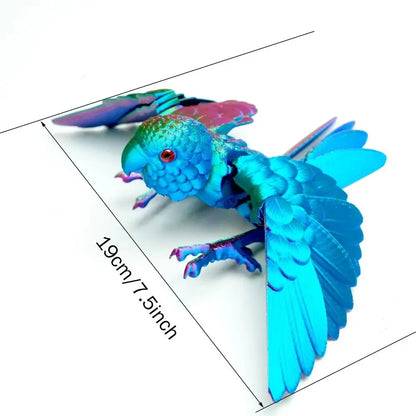 3D Printed Parrot Animal Statue Bird Flexible Model with Moveable Wings
