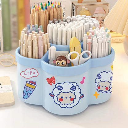 Rotating Pen Holder Large Capacity Desk Organizer Storage Box for Brushes