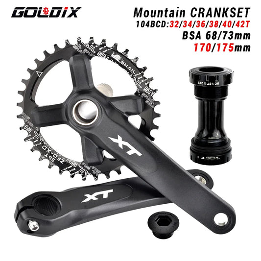 GOLDIX MTB Crankset 104BCD Narrow Wide Chainring 170/175mm for Shimano SRAM