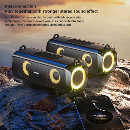 Portable Bluetooth Speaker 5.0 Rechargeable LED Party System with Microphone