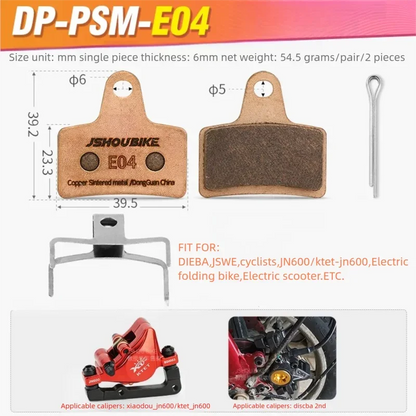 Sintered Metal Brake Pads for Filel DYISLAND XOD DIEBA JSWE E-Bike JSHOUBIKE