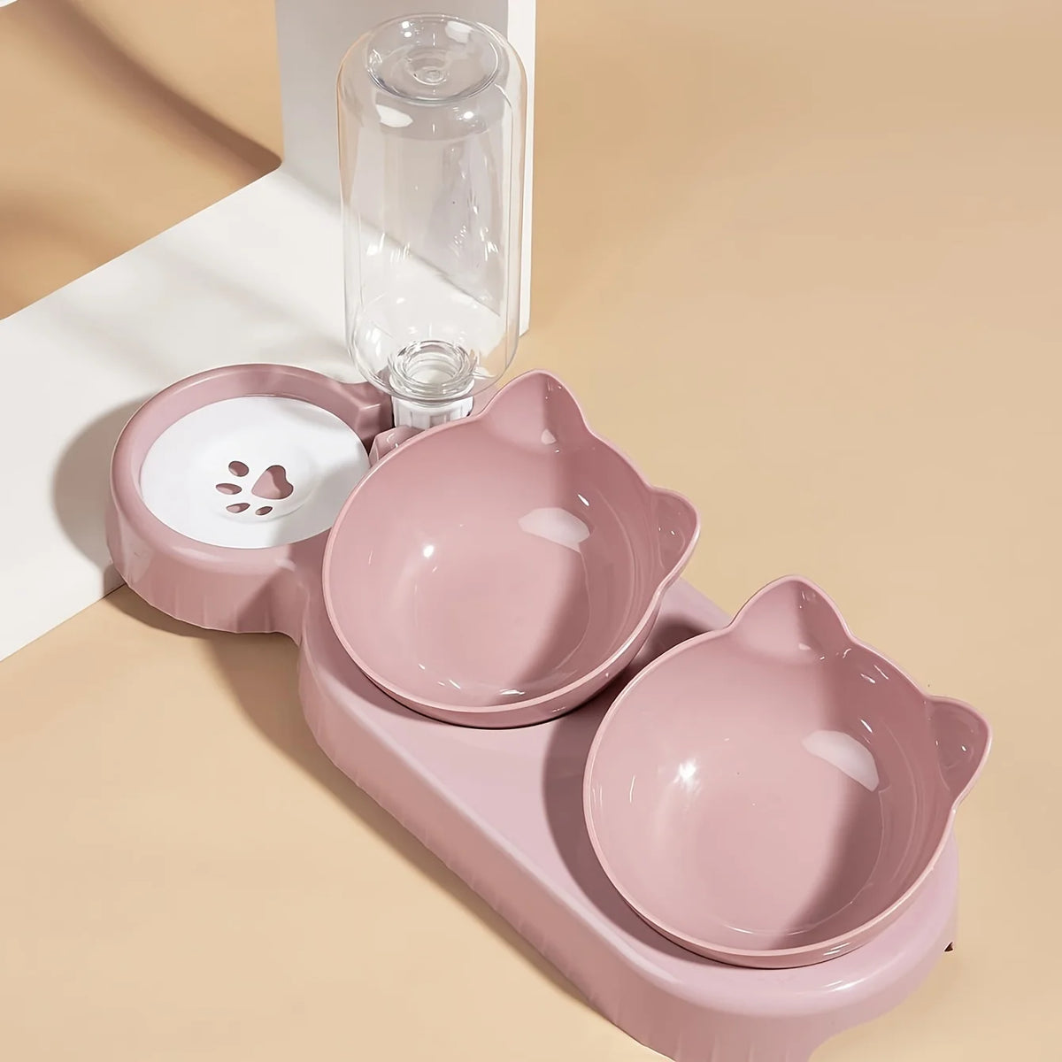 Neck Protection Cat Water Feeder Bowl Automatic Pet Dishes Set