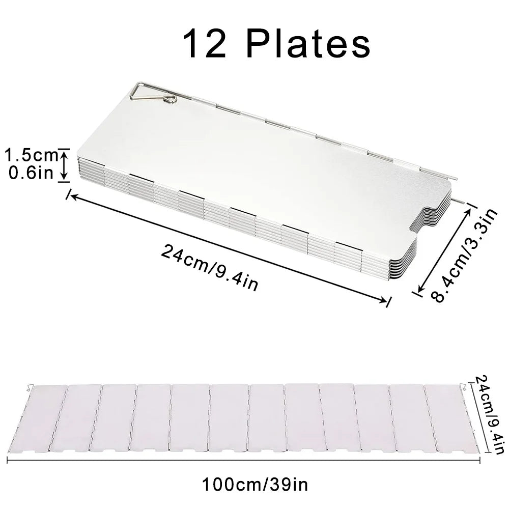Camping Stove Wind Shield Foldable Gas Cooker Outdoor Alloy Windscreen