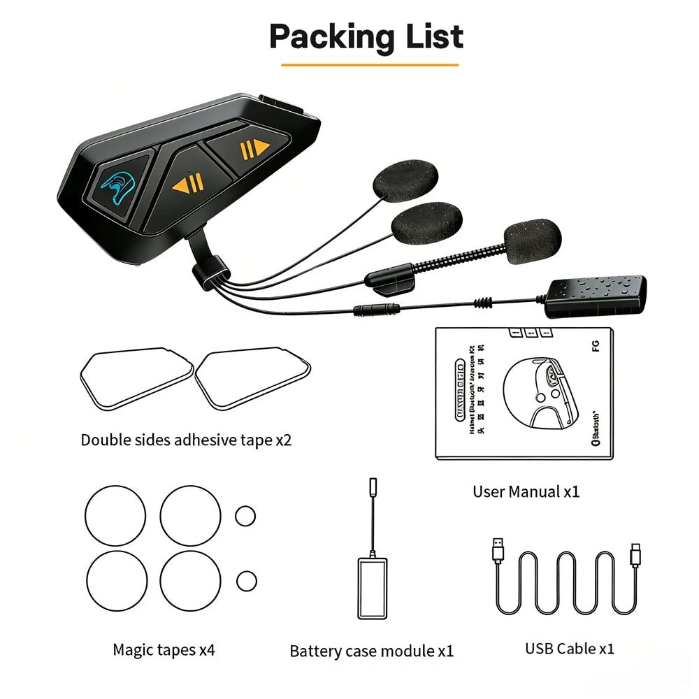Freedconn FG Motorcycle Helmet Bluetooth Intercom 12 Riders BT5.1 Waterproof
