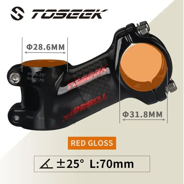 31.8mm MTB Handlebar Stem TOSEEK Carbon Aluminium Bike Stem 10-35 Degree