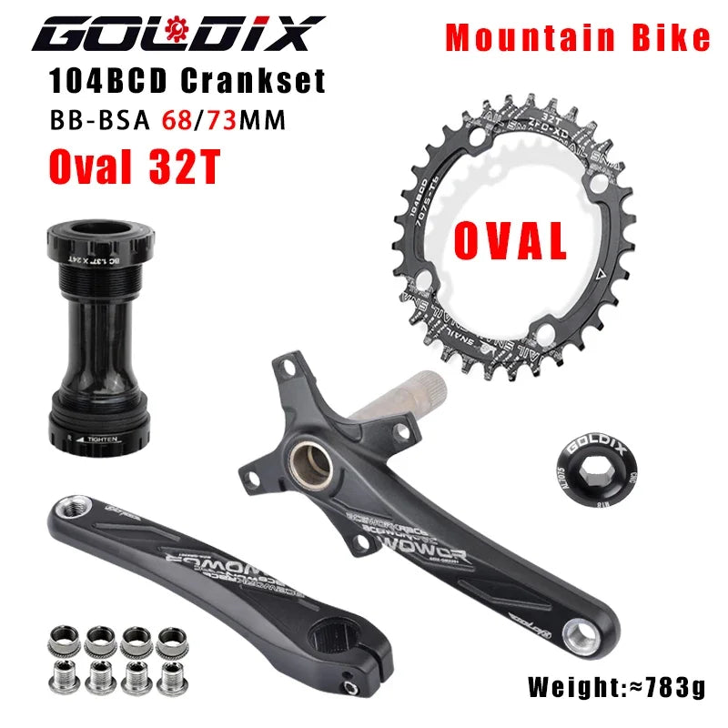 GOLDIX MTB Crankset 104BCD with Narrow Wide Chainring Round or Oval Options - EXPROTAS