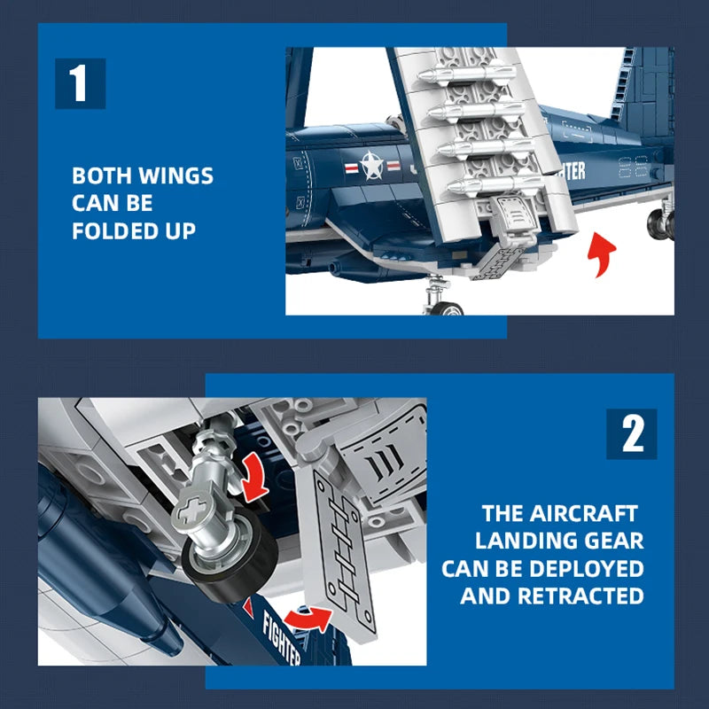 Military Fighter Jet MOC Building Blocks 3D Warplane Model Creative Kids Boys Gift DIY