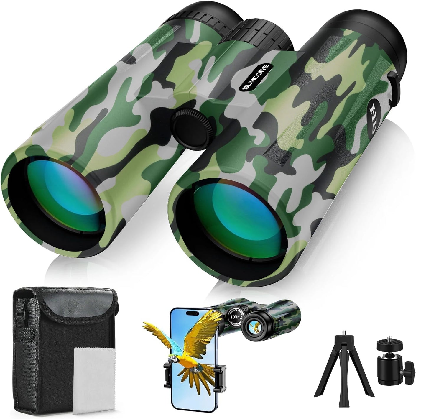 SUNCORE 10x42 Binoculars Bird Watching Hunting Travel Events Outdoor Optics