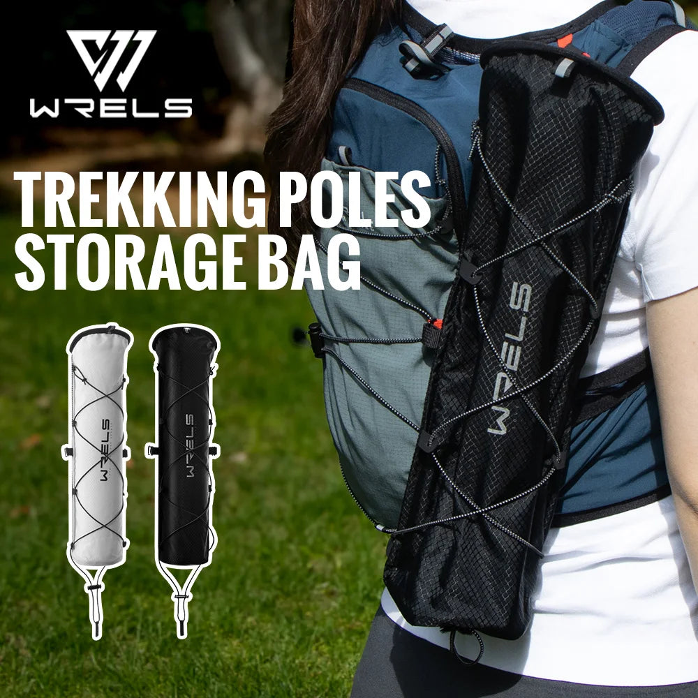WRELS Lightweight External Hiking Pole Storage Bag Fish Bone Pocket Lightweight Opening Tightening Buggy Bag Trekking Poles Bag