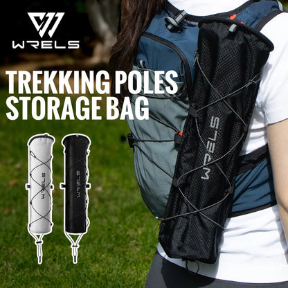 WRELS Lightweight External Hiking Pole Storage Bag Fish Bone Pocket Lightweight Opening Tightening Buggy Bag Trekking Poles Bag