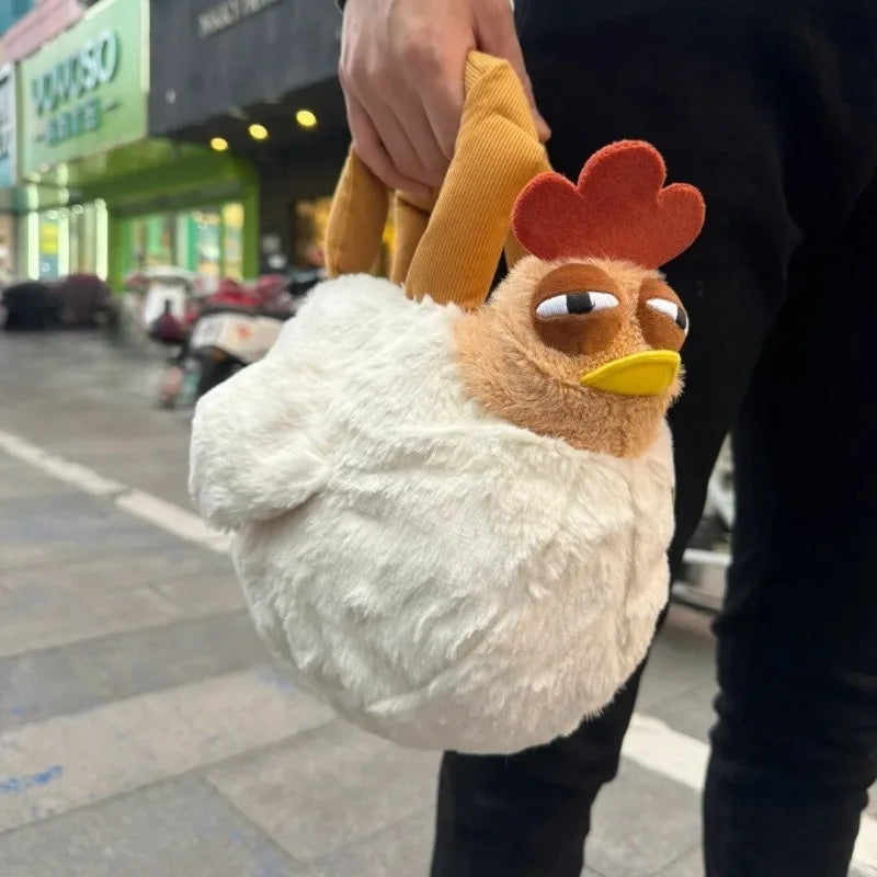 Fur Chicken Plush Bag Funny Ugly Hen Shape Handbag Satchel Purse for Women
