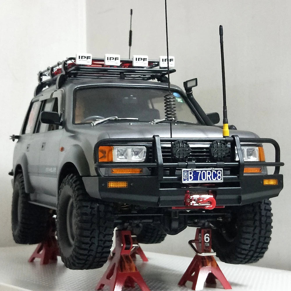 1/10 RC Crawler LC80 ABS Body Interior Roof Rack Bull Bar LED SCX10 TRX4