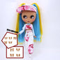 ICY DBS Blythe Doll Black Skin Joint Body Colourful Hair 1/6 BJD Dress Up
