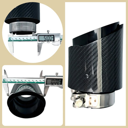 Carbon Throat Muffler Tip | Bright Black Twill Stainless Steel Exhaust Tip
