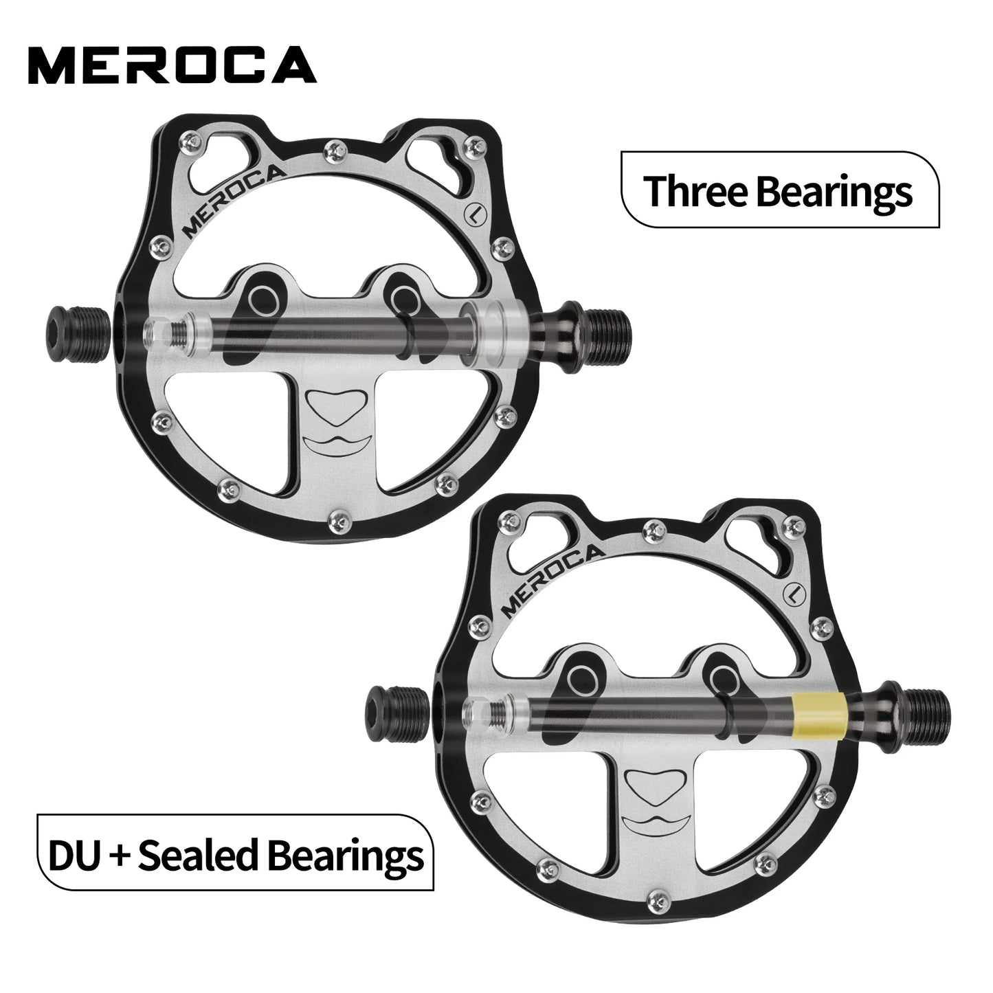 GOLDIX Cartoon Panda Bike Pedals 3 Bearing Alloy Non-Slip Folding MTB Road
