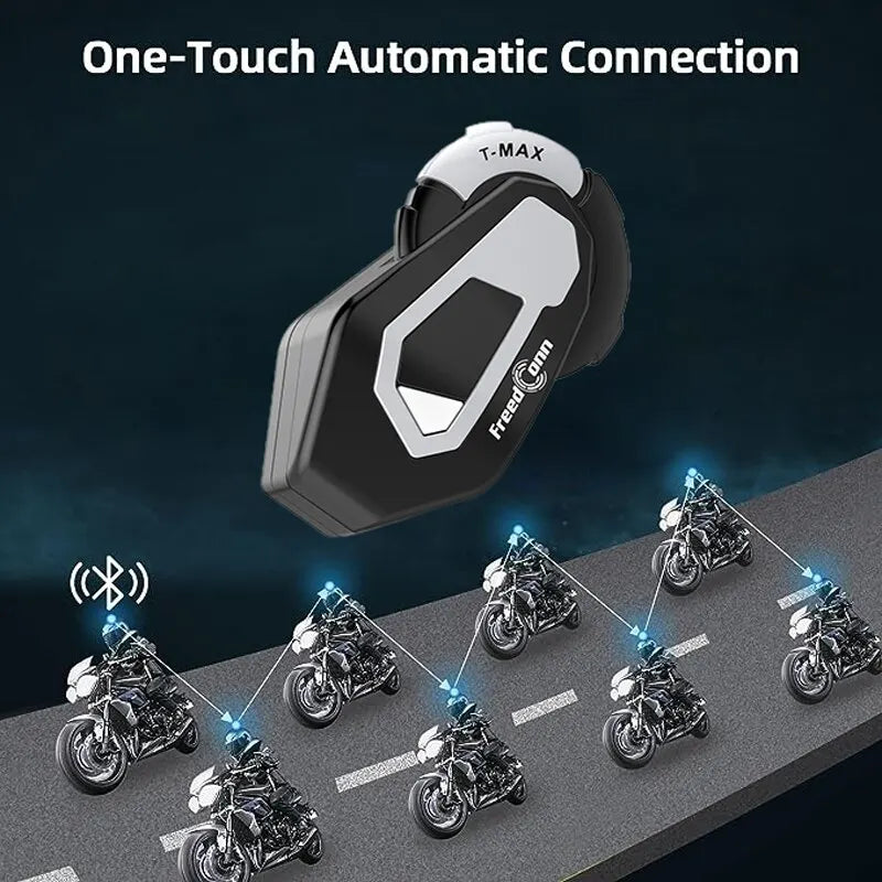 Freedconn T Max Motorcycle Helmet Bluetooth Intercom Headset 1000m 6 Riders