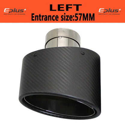 Universal Car Matte Carbon Fiber Muffler Tip Exhaust Pipe Nozzle Decoration Stainless Silver Oval 150mm Tilting Left Right-EXPROTAS