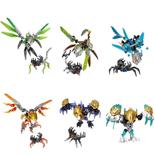 Superheroes Bionicle Golden Mask Robot Mecha Building Blocks Bricks Boys Toys