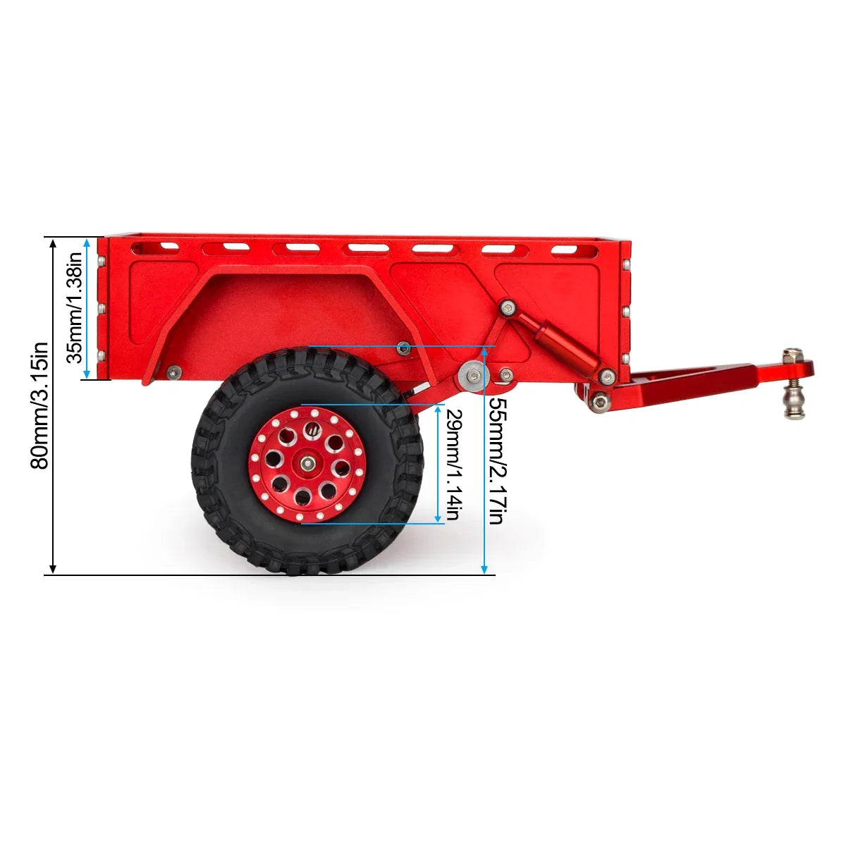 Aluminium CNC RC Crawler Utility Trailer Ball Hitch 1/18 TRX4M SCX24 Redcat