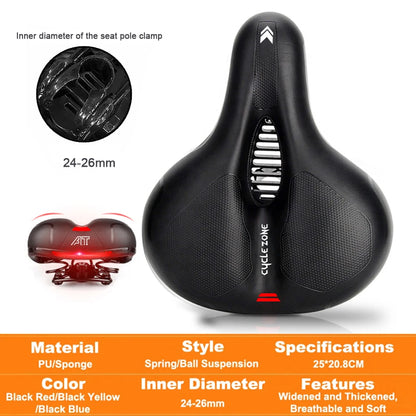 Comfort Bike Saddle Hollow Breathable Shockproof Seat for MTB Road Men/Women