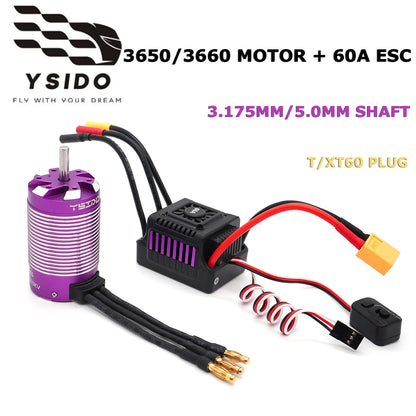 1/10 RC Car Brushless Motor 60A ESC 3650 3660 for Drift Racing Off-Road