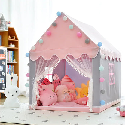 1.35M Large Children Toy Tent  Wigwam Folding Kids Tent Tipi Baby Play House Girls Pink Princess Castle Child Room Decor Gifts-EXPROTAS