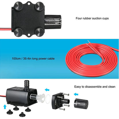 Brushless Water Pump 12V 5W Mini Submersible Aquarium Pond Fountain 280L/H