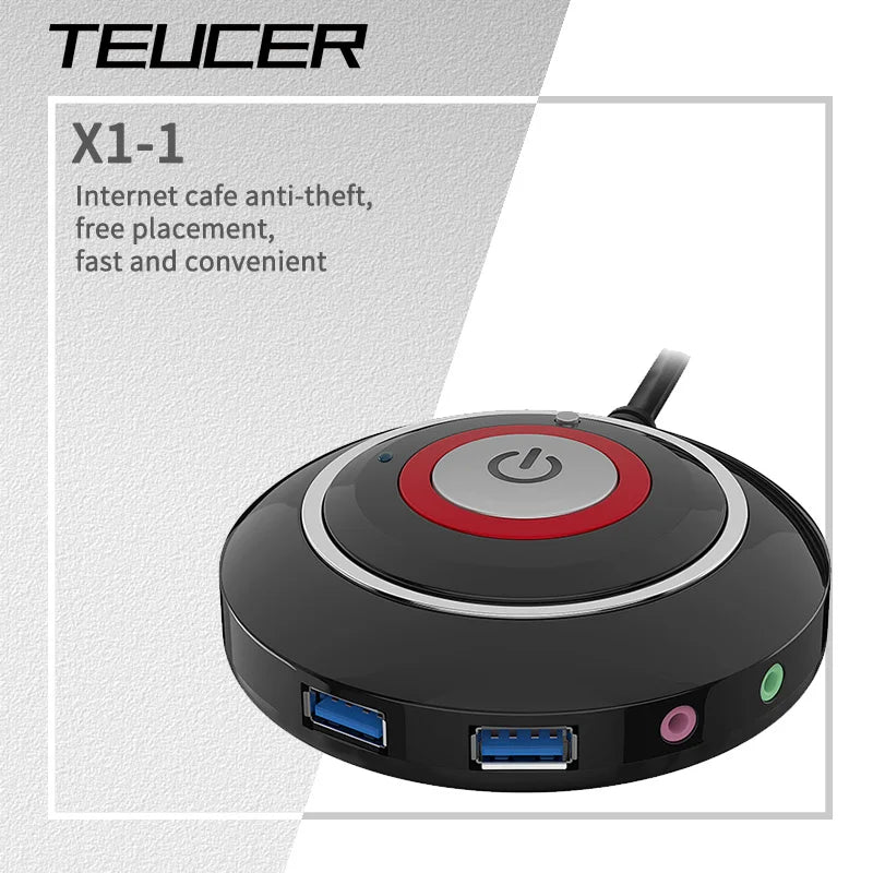 TEUCER Desktop PC Power Switch w/ Dual USB Audio External Start Button