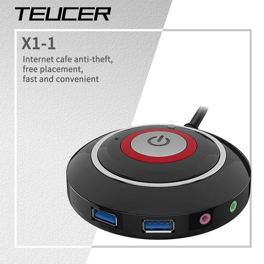 TEUCER Desktop PC Power Switch w/ Dual USB Audio External Start Button