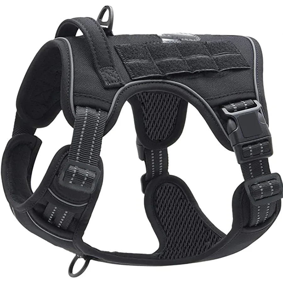 1Pc Dog Tactical Harness Adjustable Military Vest Reflective Handle Large