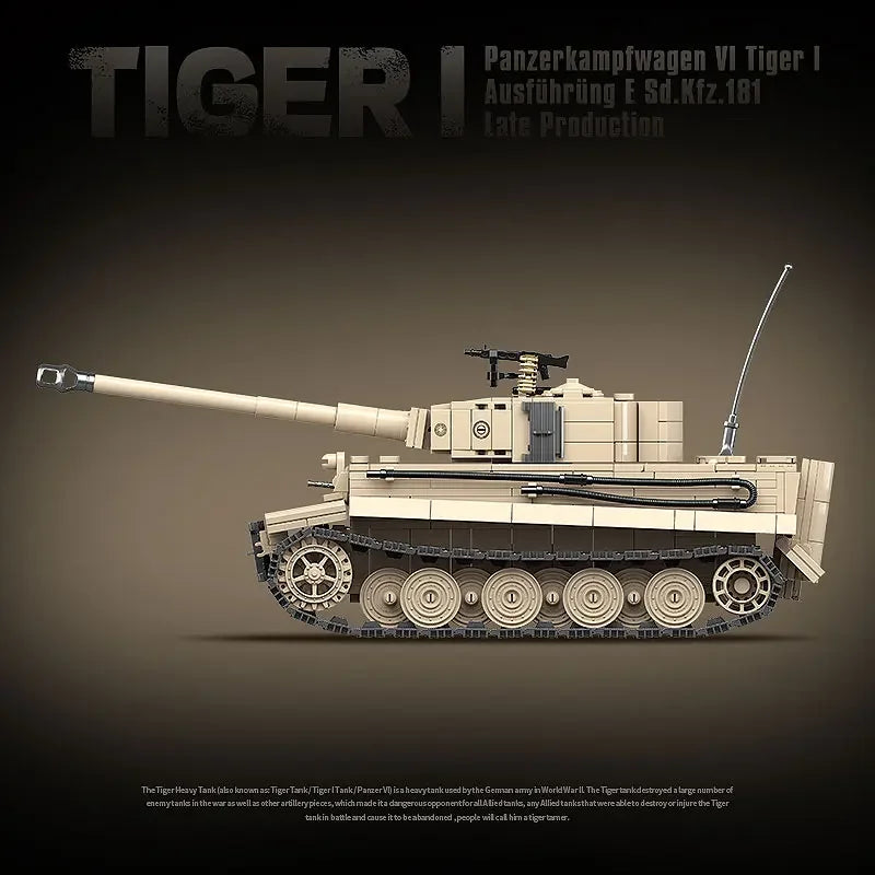 WW2 German Tiger I Heavy Tank Building Blocks Military Brick Model Toy Set