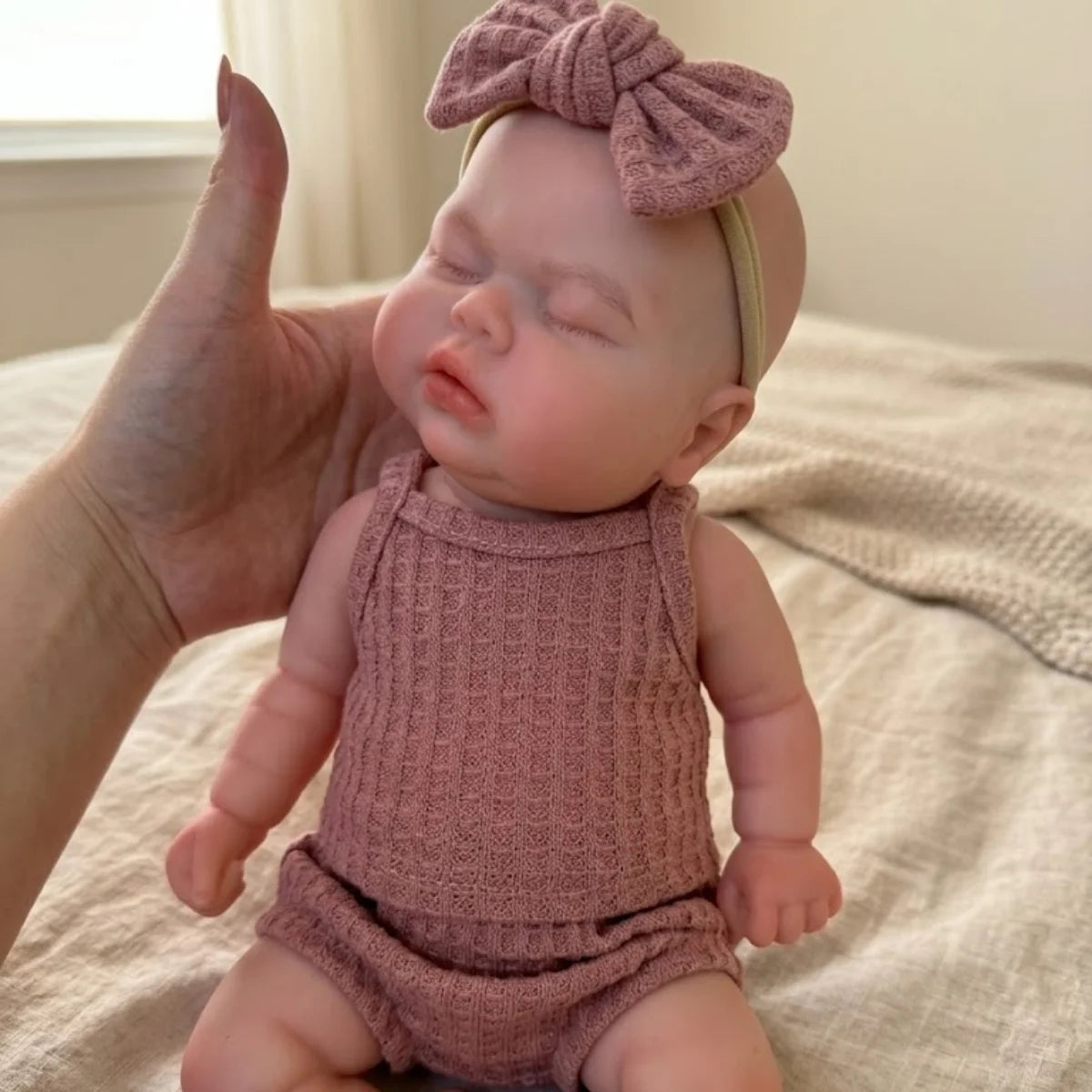 33cm Open Mouth Silicone Reborn Doll Girl Soft Touch Full Body Baby