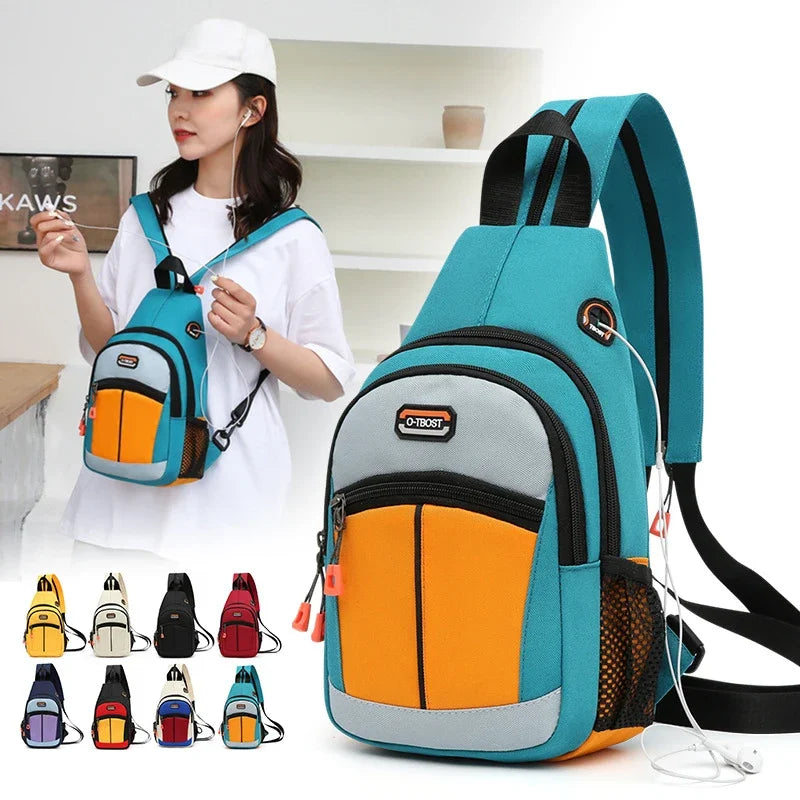 Shoulder Bag Backpack Men Women Crossbody Sling Travel Rucksack USB 2023