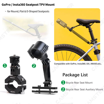 Camsteer Bike Backseat 3rd Person Mount for GoPro 13–10 Insta360 X5–X2
