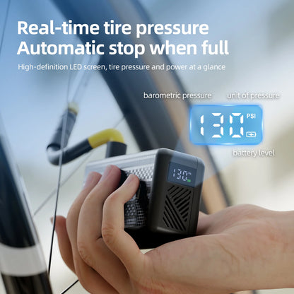 130 PSI CYCLAMI AM6 Automatic Air Pump Portable Pocket Electric Inflator Tire Pressure Display Tire Inflator MTB Road Bike FV AV
