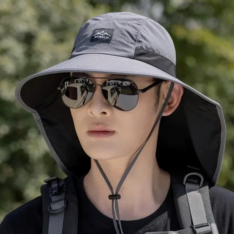 Neck Protection Wide Brim Bucket Hat UV Fishing Hiking Cap Unisex