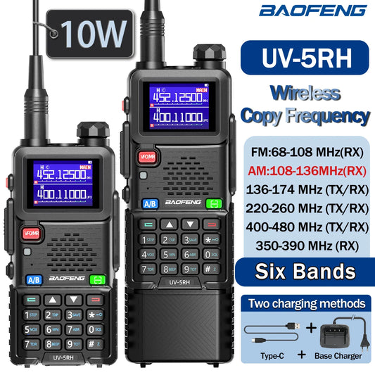 Baofeng UV 5RH 10W Walkie Talkie Long Range Air Band Ham Radio