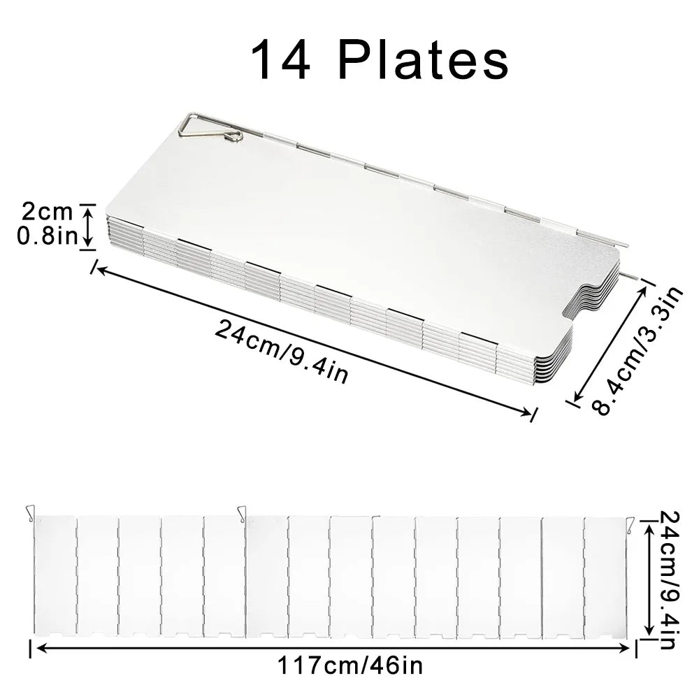 Camping Stove Wind Shield Foldable Gas Cooker Outdoor Alloy Windscreen