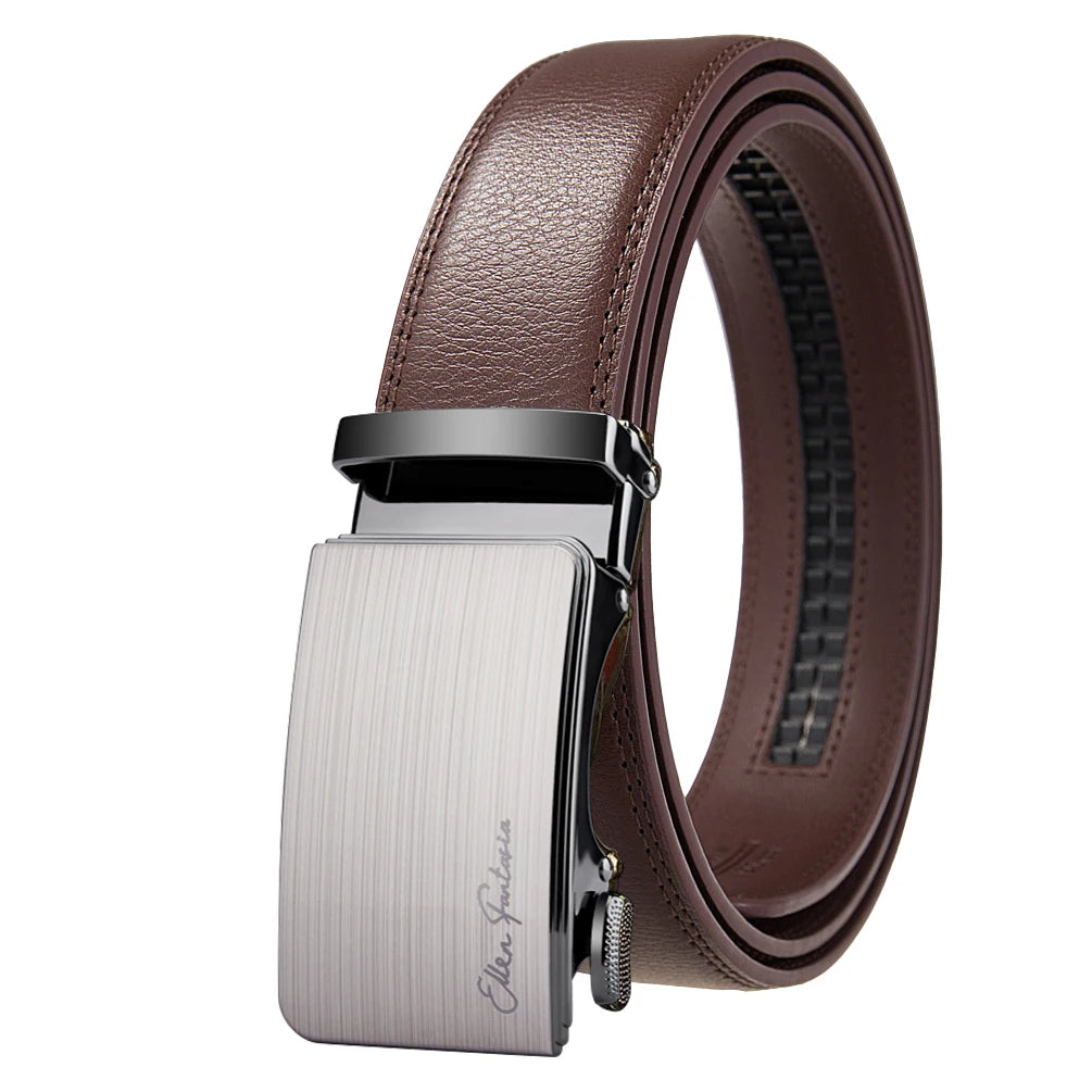 Men's Buckle Automatic Leather Belt Luxury Adjustable Business Jeans
