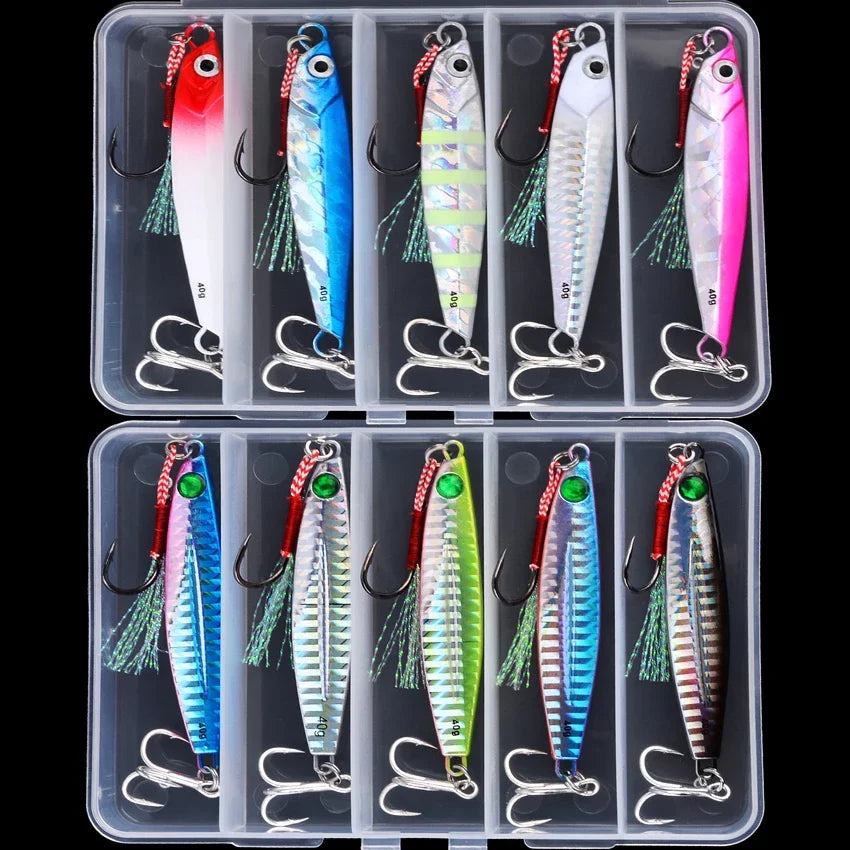 5pcs Metal Jig Fishing Lure Weights 7g-40g Trolling Hard Bait Bass Fishing Bait Tackle Trout Jigging Lure Jigs Saltwater Lures