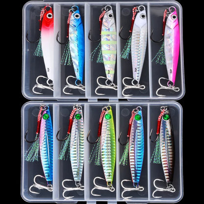 5pcs Metal Jig Fishing Lure Weights 7g-40g Trolling Hard Bait Bass Fishing Bait Tackle Trout Jigging Lure Jigs Saltwater Lures