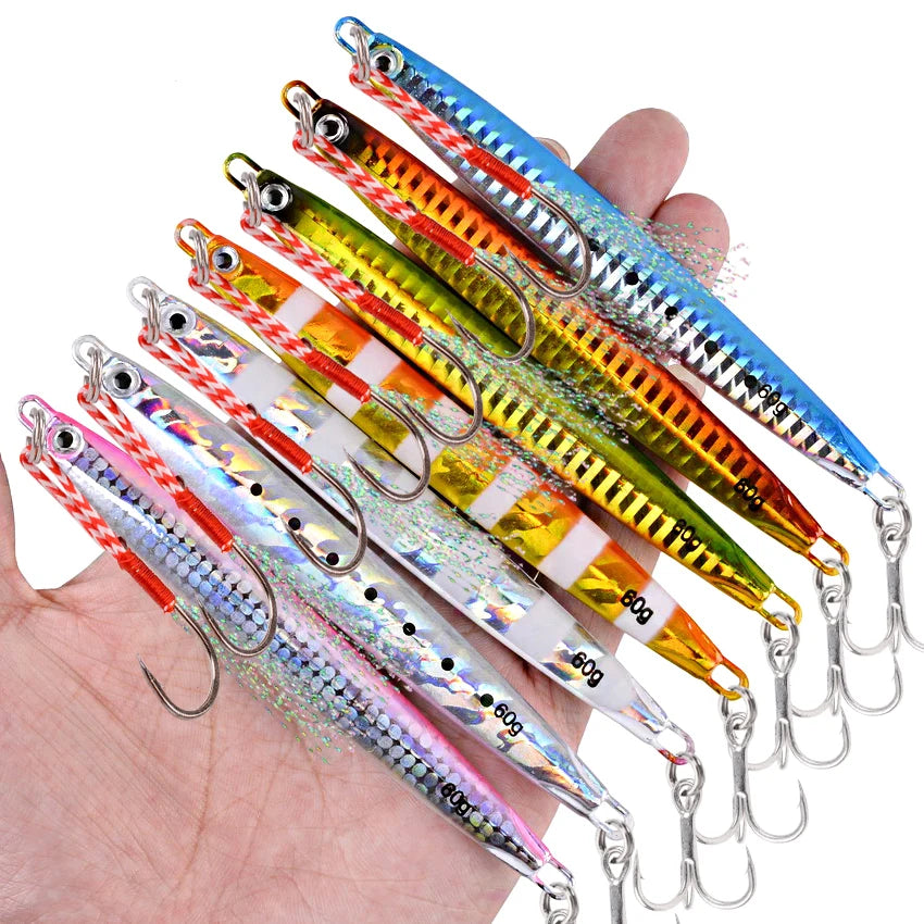 5Pcs Saltwater Fishing Metal Jig Lures 7G-60G Shore Casting Tackle
