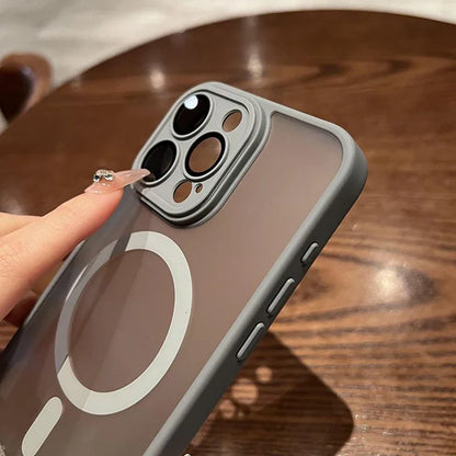 Matte Frosted MagSafe Case for iPhone 11-15 Pro Max Plus Lens Protection