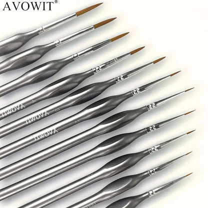 11pcs Detail Brush Set Micro Fine Art Brushes for Painting Miniature Models
