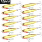 12Pcs Fishing Lure Metal Jigs Spoon Bait 40g 30g 20g 15g Mackerel Bass