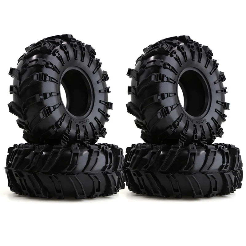 4pcs 2.2 Beadlock Wheels & Rubber Tires Set for 1/10 RC Crawler TRX4 SCX10 D90