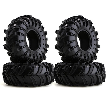 4pcs 2.2 Beadlock Wheels & Rubber Tires Set for 1/10 RC Crawler TRX4 SCX10 D90