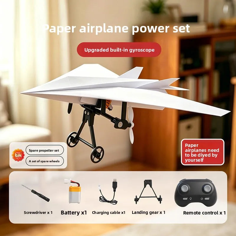 Remote Control Paper Airplane DIY Electric RC Toy Model with Propellers